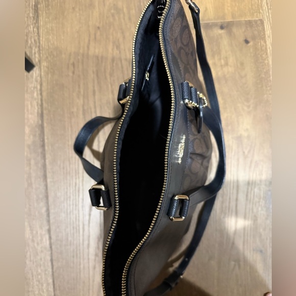 Coach F34614 Peyton Brown Signature Pleated Tote Satchel Handbag Purse - Picture 8 of 12